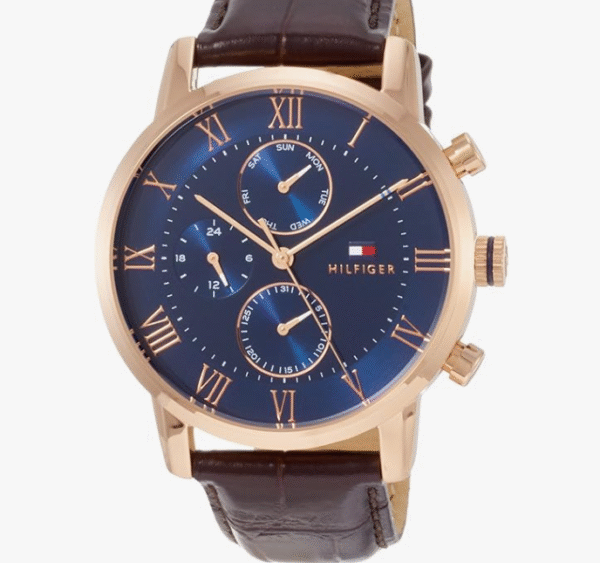 Tommy Hilfiger 1791399 Men's Watch, Brown, 1791399 Navy x Brown, 1 piece, Watch with Roman Index, Day Display, Elegance