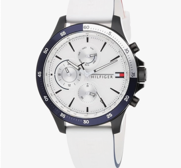 Tommy Hilfiger Men's Multi-Dial Quartz Watch Bench Strap One Size White, white, Strap