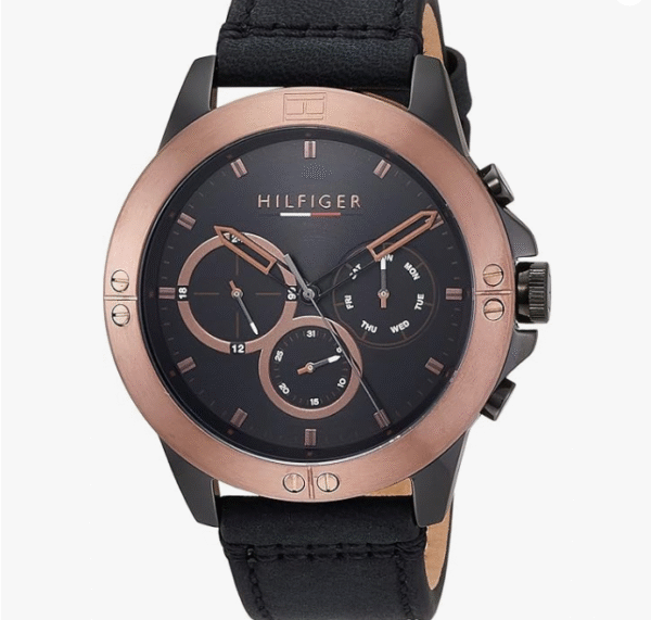 Tommy Hilfiger HARLEY Men's Quartz Wristwatch, 1791893 Black x Pink Gold, sports