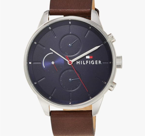 Tommy Hilfiger 1791487 Men's Wristwatch, Chase Multifunction, Blue Dial, Brown Leather, Quartz, Dial Color - Blue, Watch Multifunction,Quartz,Casual