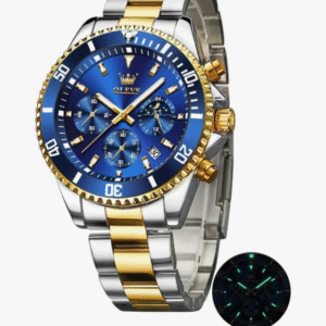 OLEVS Men's Watch, Popular, Quartz Watch, Fashion, Business, Chronograph, Stainless Steel, Waterproof, Date, Men's Watch Gift, blue, Bracelet Type