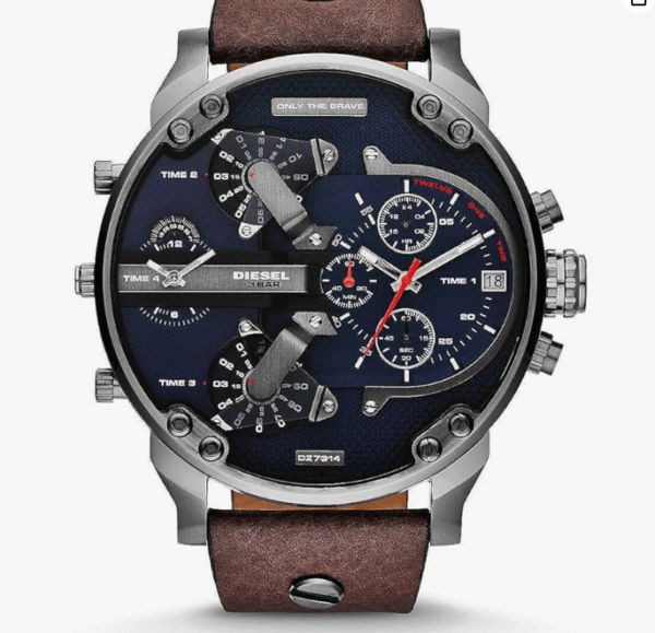 Diesel Men's DZ7314 The Daddies Series Stainless Steel Watch With Brown Leather Band [並行輸入品]