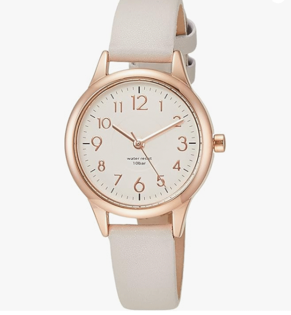 Fieldwork ST257p-1 Women's Waterproof Jubia Analog Leather Strap Wrist Watch, Gray, gray, Minimalist