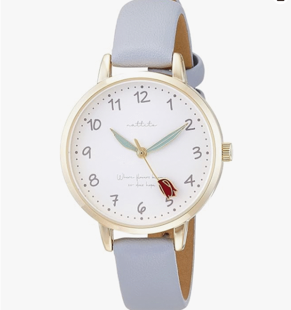 Fieldwork GY039-1 Women's Analog Wristwatch, Fleury, Flower Motif, Leather Strap, Blue, blue