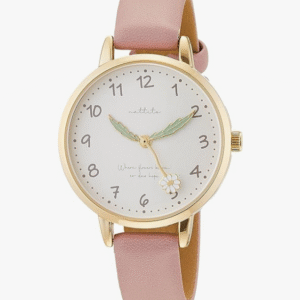 Fieldwork GY039-2 Women's Analog Wristwatch, Fleury, Flower Motif, Leather Strap, Purple, purple