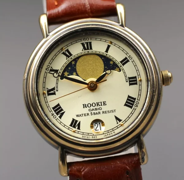 New Batt.[N MINT] Casio Rookie RKT-280 Moonphase White Roman Qz Women From JAPAN