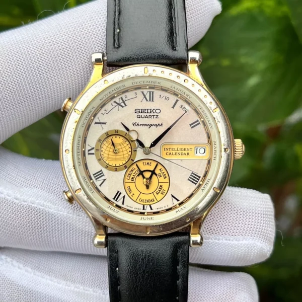 Vintage Seiko Age Of Discovery Intelligent Calendar Japan Quartz Watch 6M23-8000
