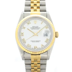 ROLEX Datejust T White Roman 16233 Stainless Steel/YG 1996 mens watch